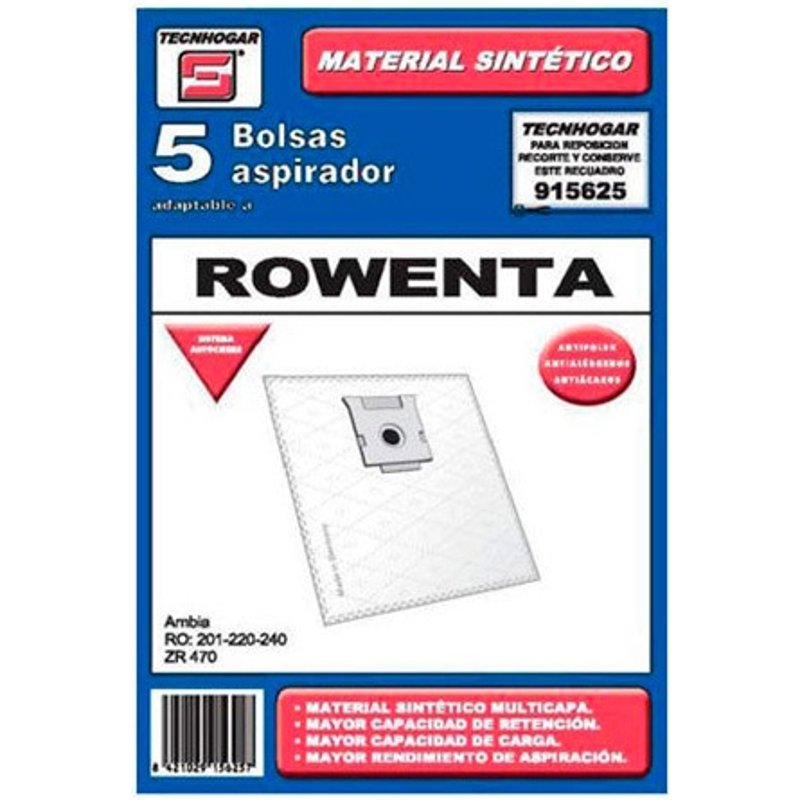 Tecnhogar Rowenta Dammsugarpåsar - 5 st