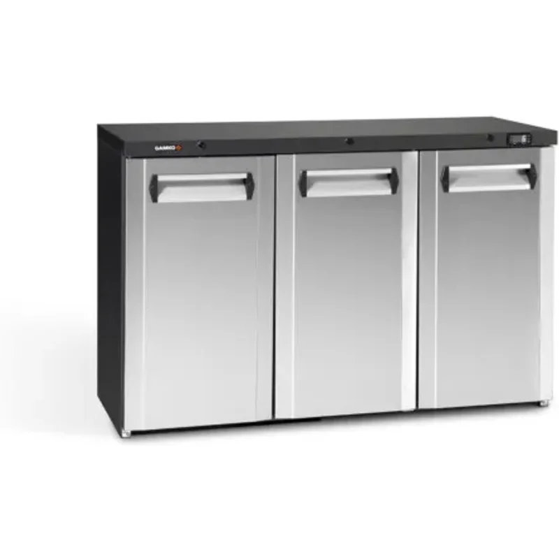 Gamko Maxiglass MG3/315CS Hinged Triple Door Undercounter Stainless Steel Front Bottle Cooler 315 Litres