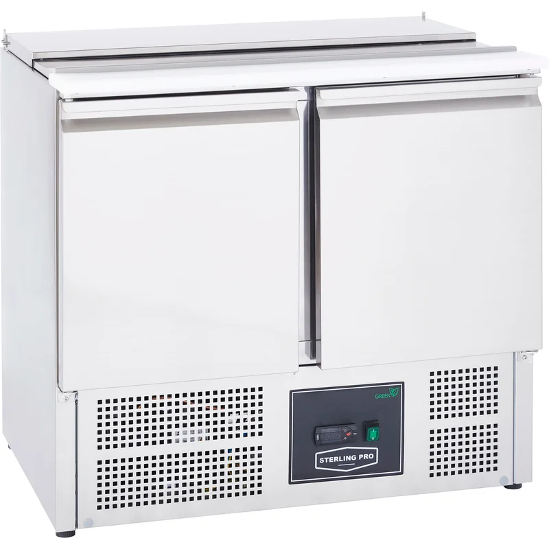 Sterling Pro Cobus SPU200SL 2 Door Hinged Lid & Chop Board Saladette Counter, 240 Litres