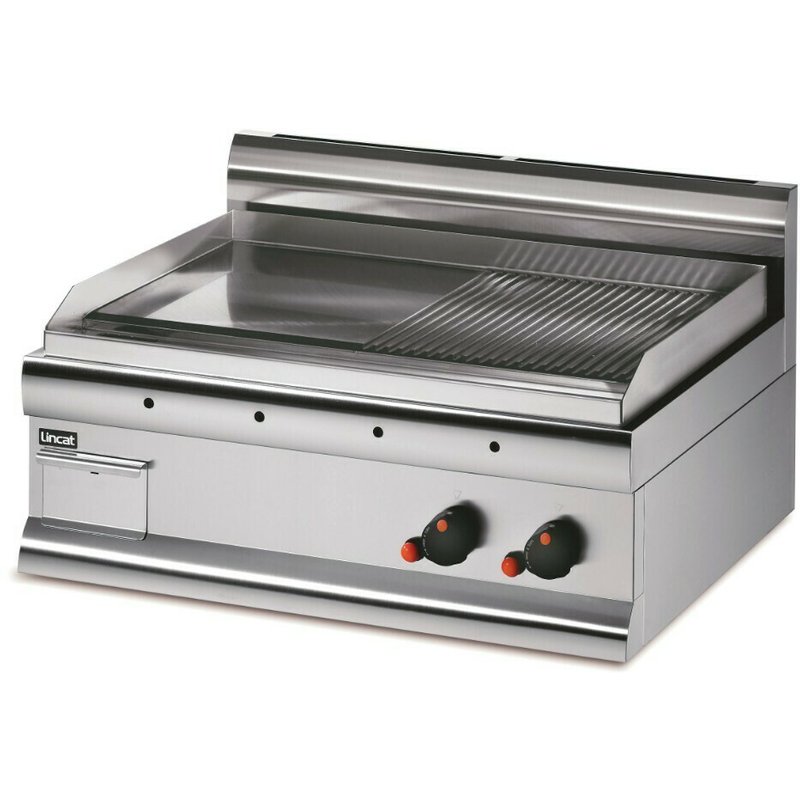 Lincat Silverlink 600 Natural Gas Counter-top Griddle - Half-Ribbed Plate - W 750 mm - 7.5 kW