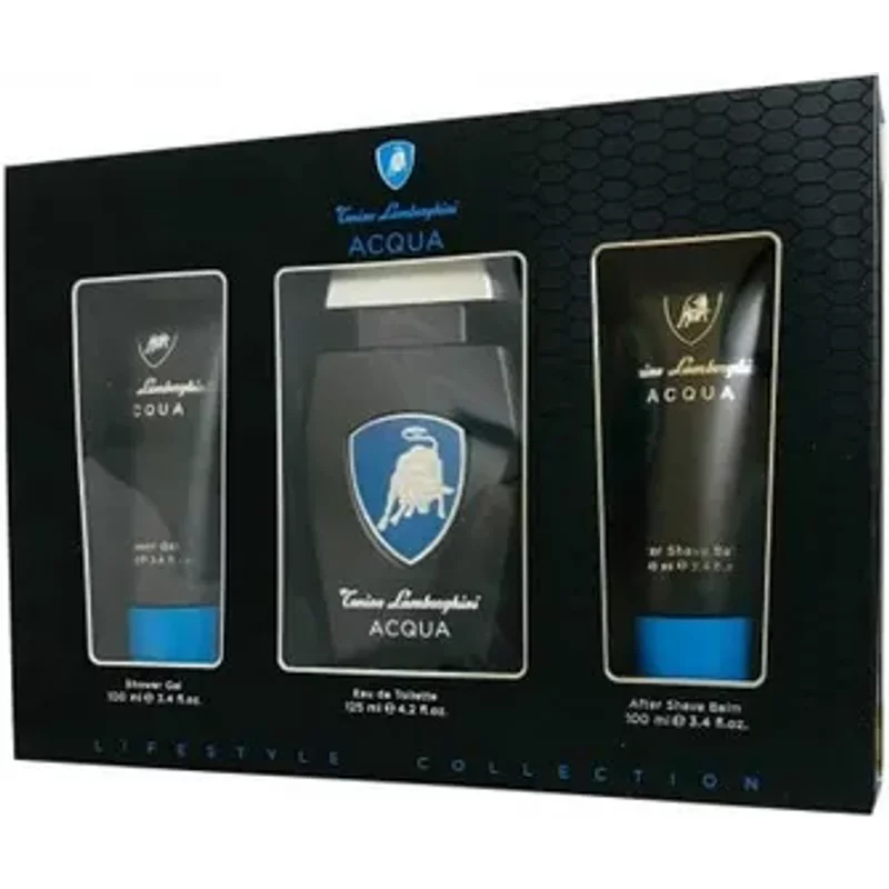 Lamborghini Acqua Gift Set 125ml Eau De Toilette + 100ml Shower Gel + 100ml Aftershave Balm