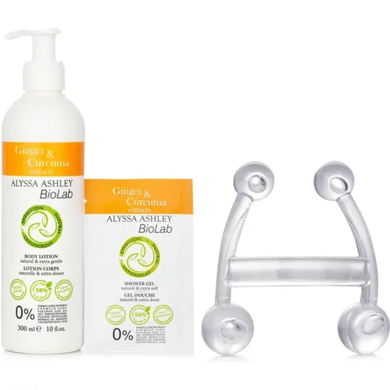 Alyssa Ashley Biolab Ginger & Curcuma Extract Body Lotion + Shower Gel + Massager 3pcs