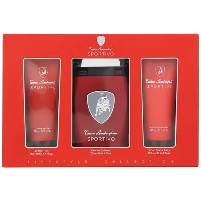 Lamborghini Sportivo Gift Set 125ml Eau De Toilette + 100ml Shower Gel + 100ml Aftershave Balm
