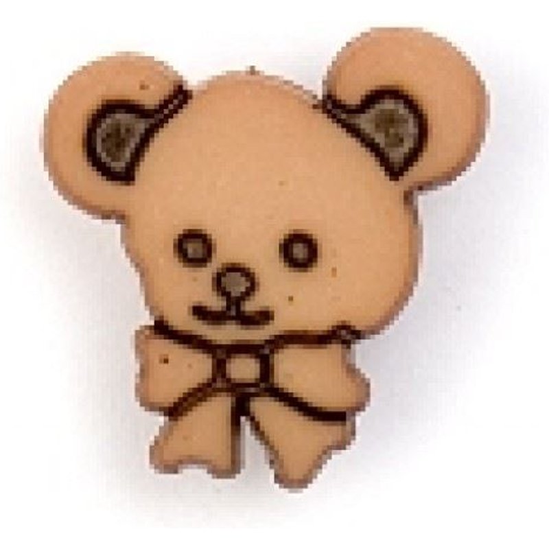 Crendon Teddy Face With Bow Buttons (Value Pack) Brown