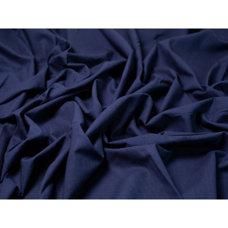 Minerva Core Range Linen Look Textured Cotton Fabric Navy Blue