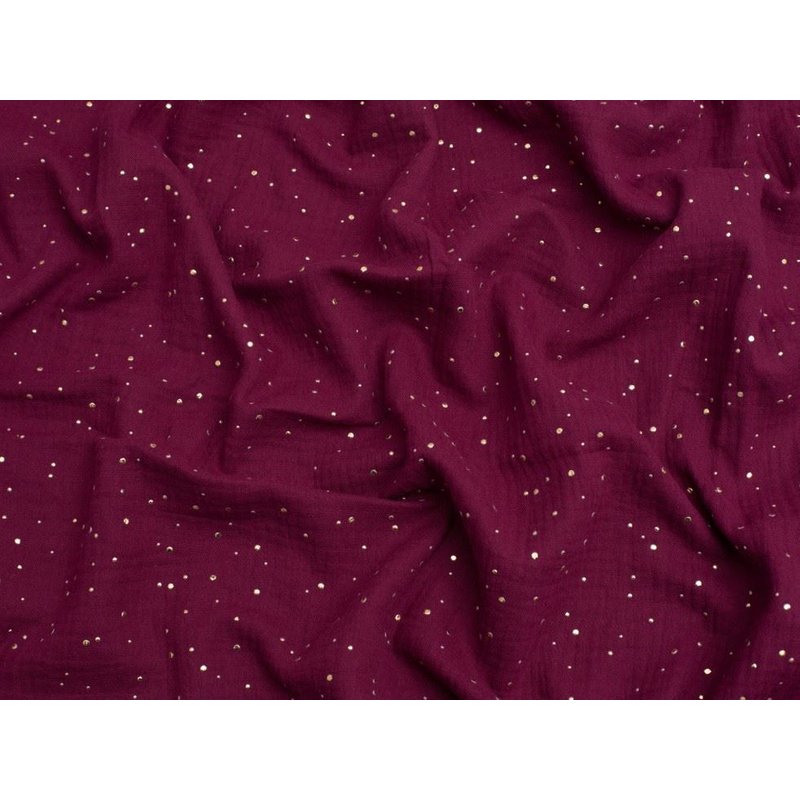 Minerva Core Range Foil Cotton Double Gauze Fabric Bordeaux