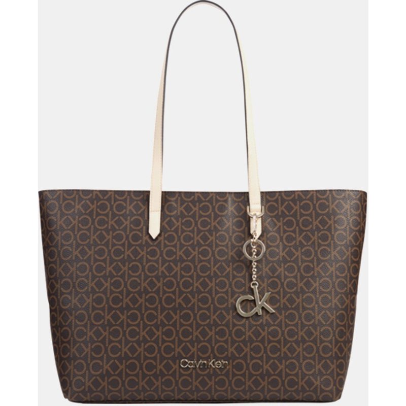 Calvin Klein - Bolso shopper en marrón con print monograma.