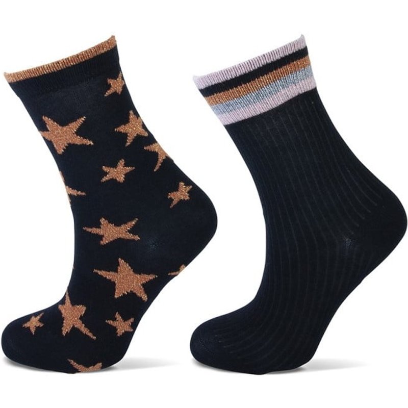 Kindersocken Stern und Streifen mit Lurex – 19-22