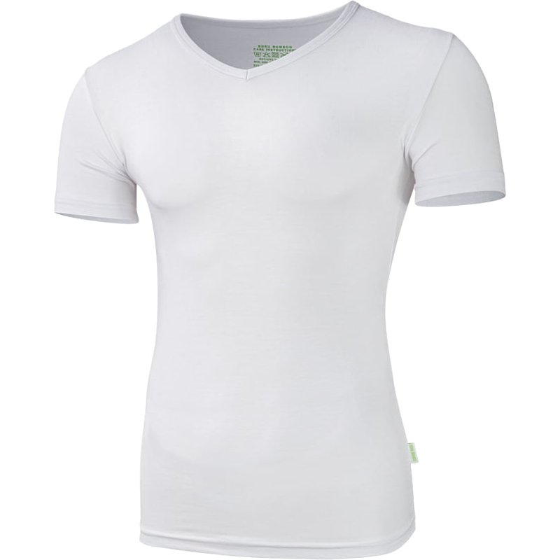Bamboo Herren T-Shirt mit V-Ausschnitt – Weiß – XXL