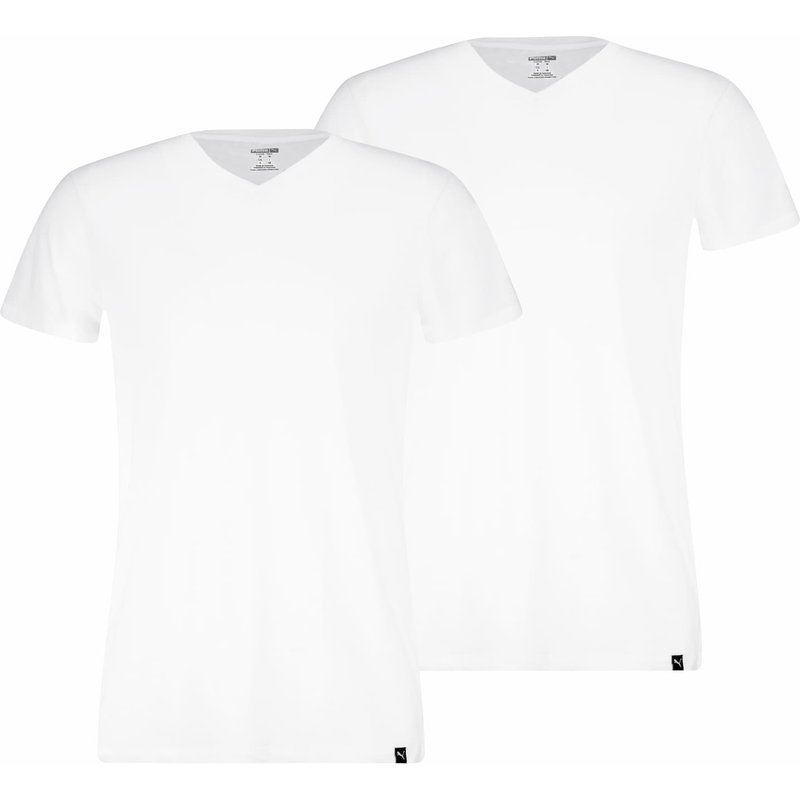 Alltags V-Ausschnitt T-Shirt 2er-Pack – Weiß – M