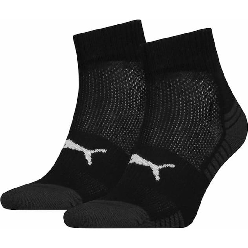Unisex Viertel Sportsocken mit Frottee-Sohle 2er-Pack – Schwarz – 39-42