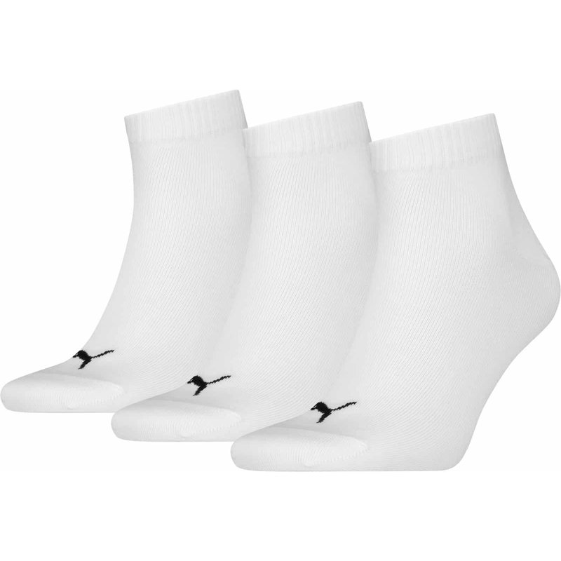 Unisex Viertelsocken 3 Paar – Weiß – 35-38