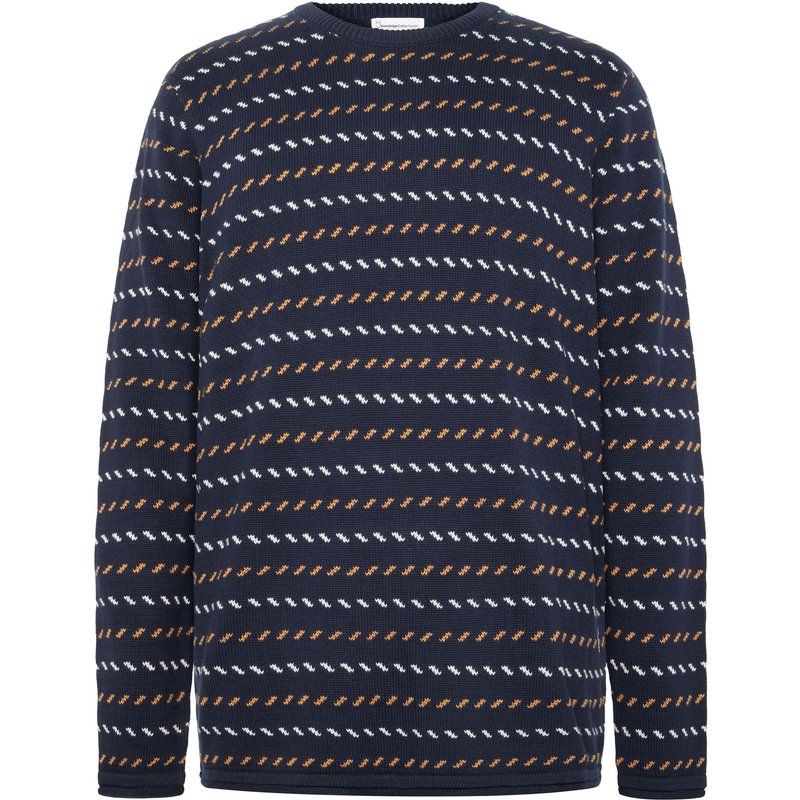 KnowledgeCotton Apparel Herren Jacquard Crew Neck Knit Pullover