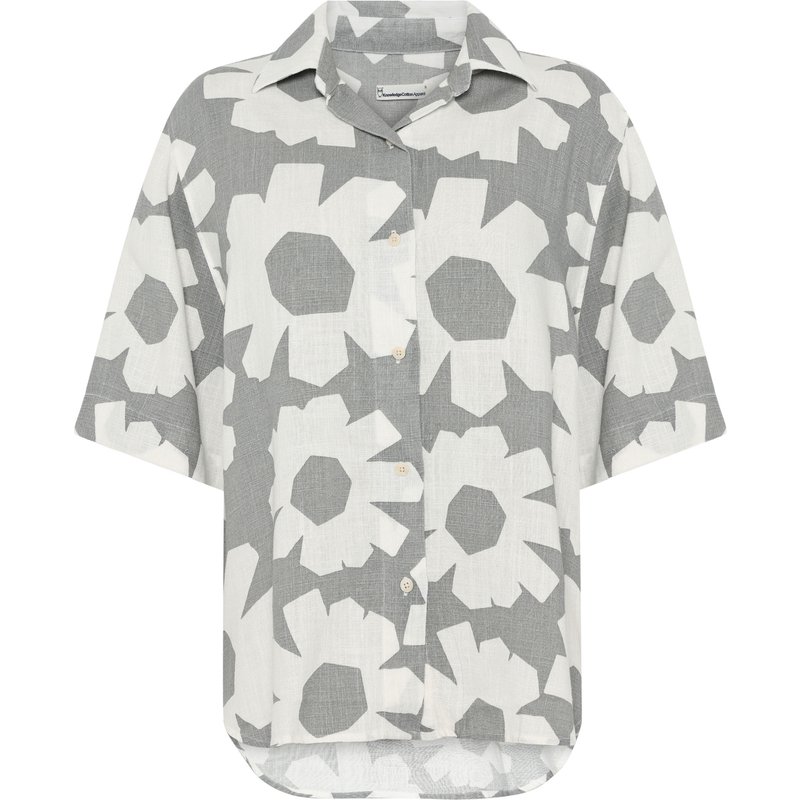 KnowledgeCotton Apparel Damen Linen-Mix Printed Bluse