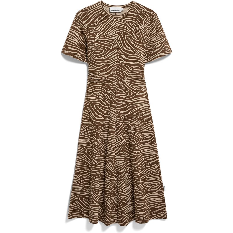 Armedangels Damen Zebra Print Jersey Midi Kleid