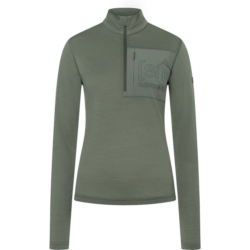 Super.Natural Damen Sierra140 Pocket Zip 1/4 Longsleeve