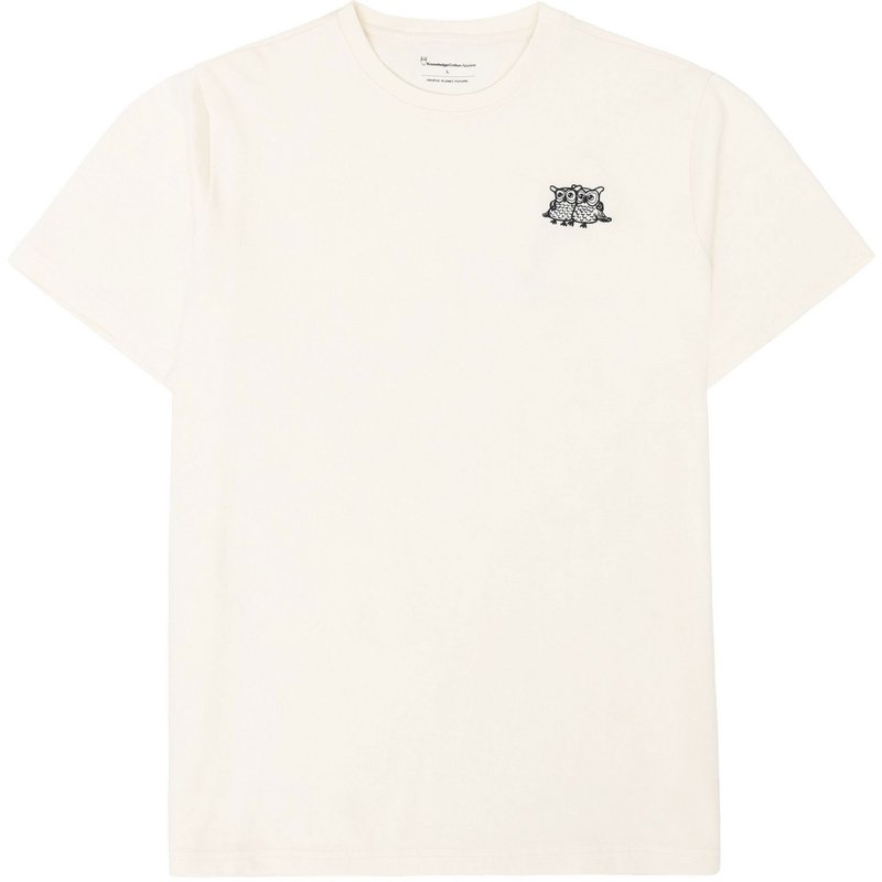 KnowledgeCotton Apparel Herren Owl Chest Embroidery T-Shirt