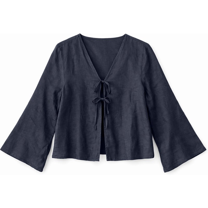 Mazine Damen Linen w. Binding Bluse