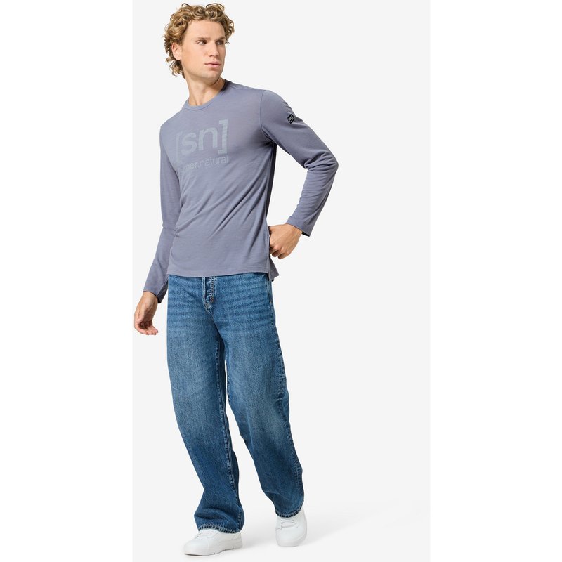 Super.Natural Herren Denim Logo Longsleeve