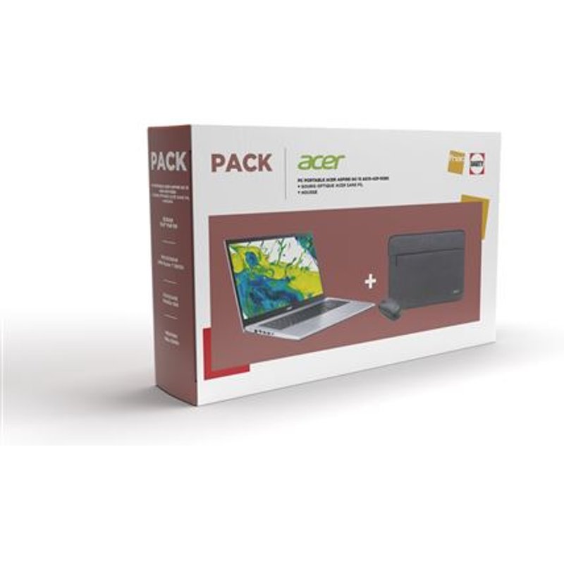 Pack PC portable Acer Aspire Go 15 AG15-42P-R38D 15,6" AMD Ryzen™ 7 16 Go RAM 1 To SSD Argent + Housse + Souris optique sans fil