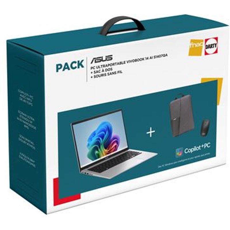 ASUS PC Vivobook 14 14S1407QA BRUN078W 14 Snapdragon X Plus Sac Dos Plus Souris Sans Fil