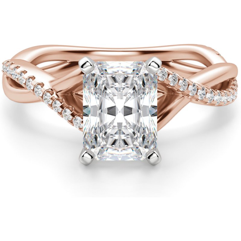 Anillo de Compromiso Acentuado Corte Radiante 1.25 ct Twisted Diamante de Laboratorio Oro Rosa 585 (14K)
