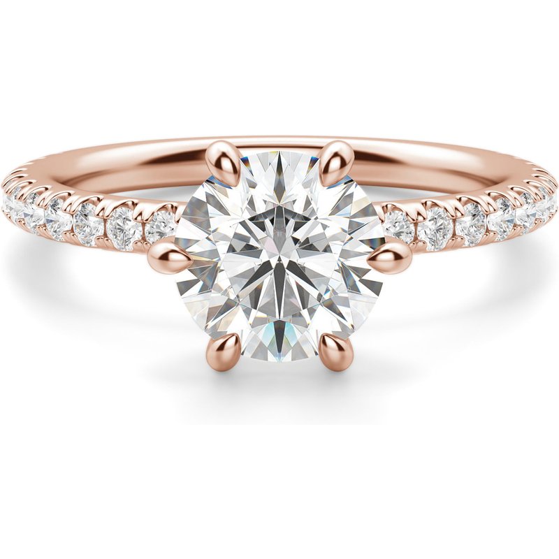 Anillo de Compromiso Acentuado Corte Redondo 0.50 ct Arezzo Diamante de Laboratorio Oro Rosa 585 (14K)