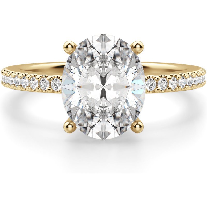 Anillo de Compromiso Acentuado Corte Ovalado 2.50 ct Basket Set Diamante de Laboratorio Oro Amarillo 585 (14K)