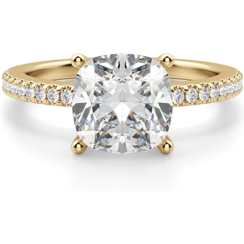 Anillo de Compromiso Acentuado Corte Cojín 2.50 ct Basket Set Diamante de Laboratorio Oro Amarillo 585 (14K)