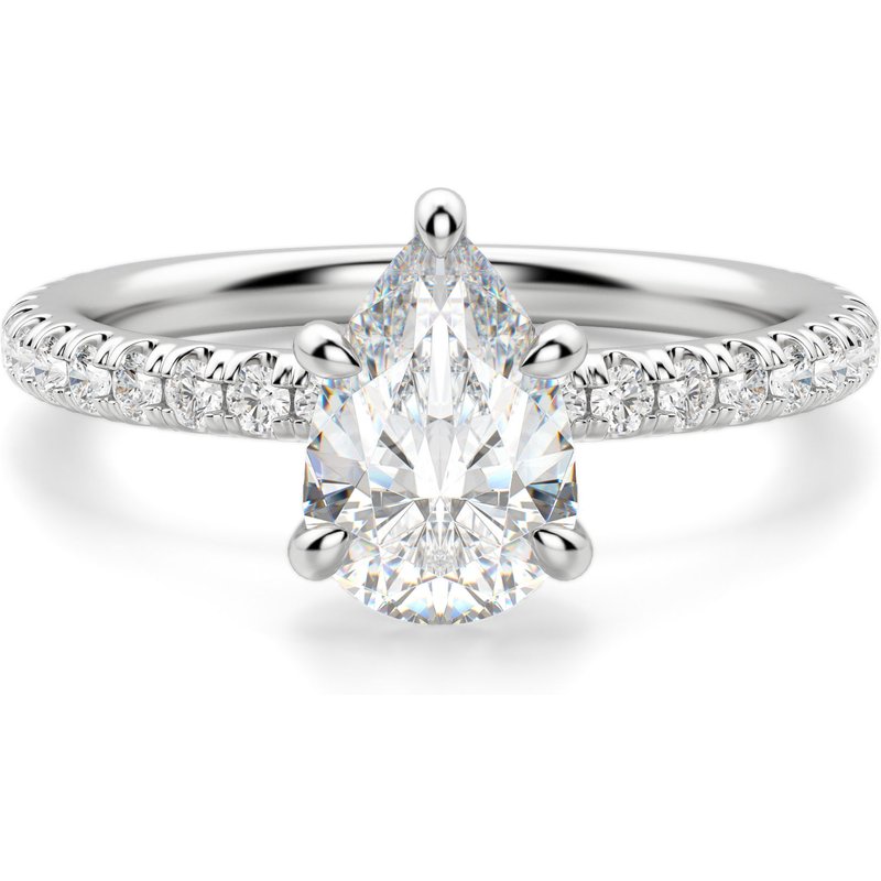 Anillo de Compromiso Acentuado Corte Pera 1.00 ct Arezzo Diamante de Laboratorio Oro Blanco 585 (14K)