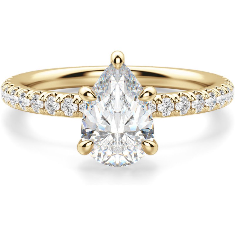Anillo de Compromiso Acentuado Corte Pera 1.50 ct Arezzo Diamante de Laboratorio Oro Amarillo 585 (14K)