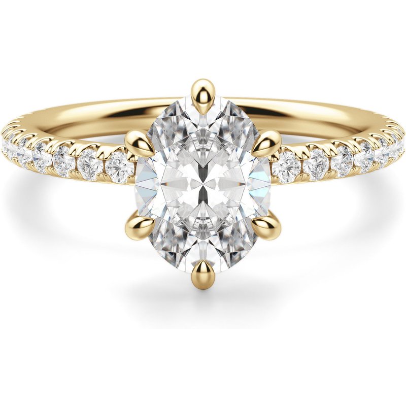 Anillo de Compromiso Acentuado Corte Ovalado 1.75 ct Arezzo Diamante de Laboratorio Oro Amarillo 585 (14K)