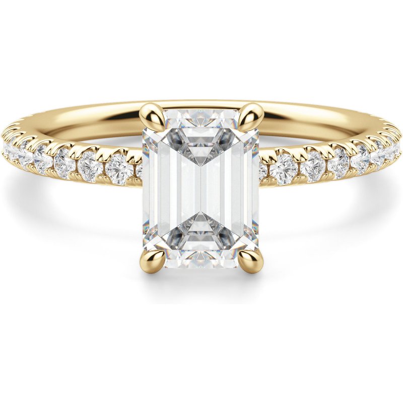 Anillo de Compromiso Acentuado Corte Esmeralda 0.50 ct Arezzo Diamante de Laboratorio Oro Amarillo 585 (14K)