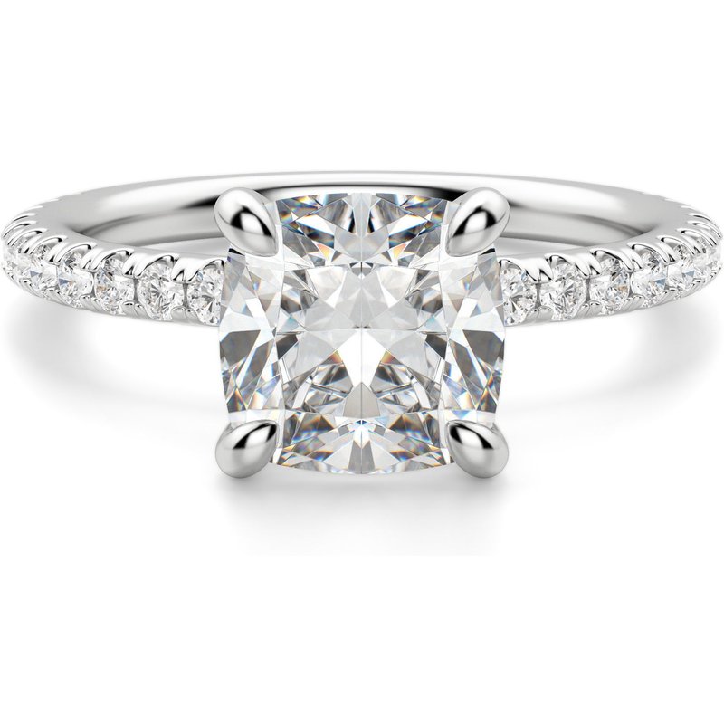 Anillo de Compromiso Acentuado Corte Cojín 1.00 ct Arezzo Diamante de Laboratorio Oro Blanco 585 (14K)