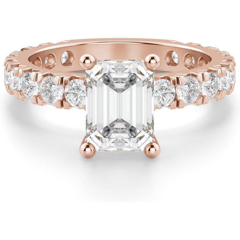 Anillo de Compromiso Corte Esmeralda 0.75 ct Gwyneth Diamante de Laboratorio Oro Rosa 585 (14K)