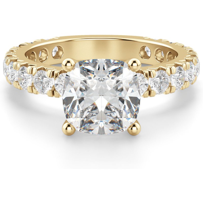 Anillo de Compromiso Corte Cojín 3.00 ct Gwyneth Diamante de Laboratorio Oro Amarillo 585 (14K)