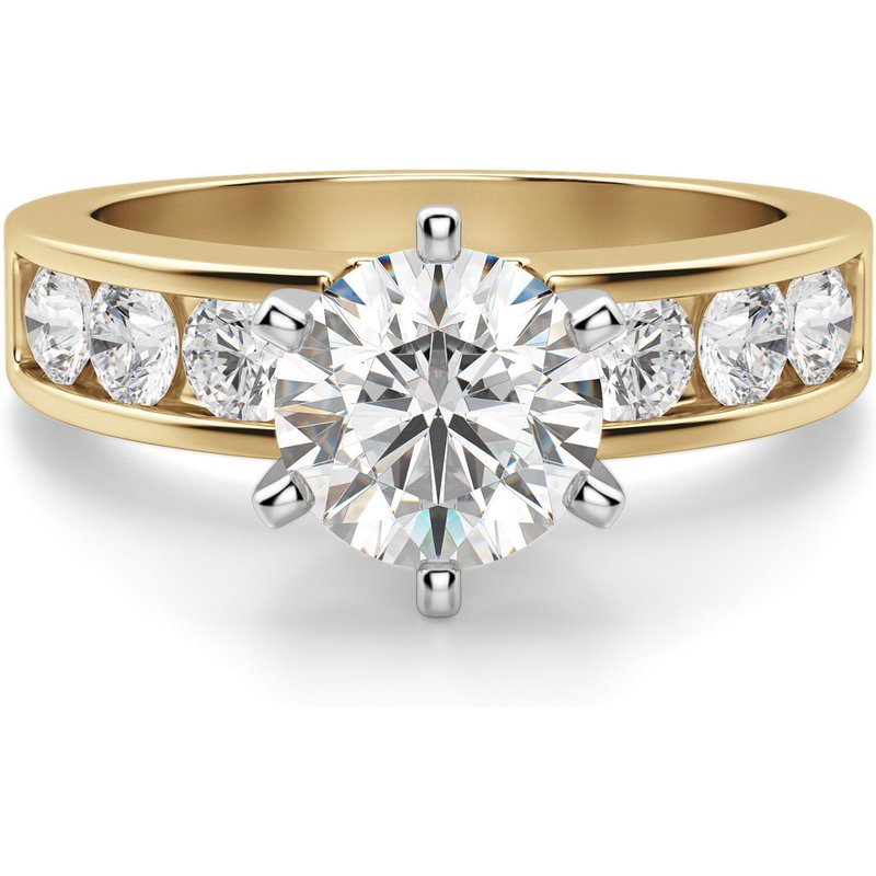 Anillo de Compromiso Corte Redondo 2.50 ct Diamond Diva Diamante de Laboratorio Oro Amarillo 585 (14K)