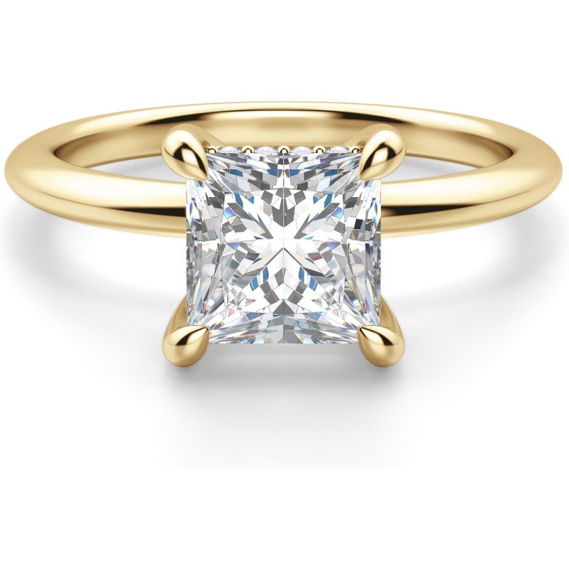 Anillo de Compromiso Clásico Corte Princesa 2.00 ct Hidden Halo Diamante de Laboratorio Oro Amarillo 585 (14K)