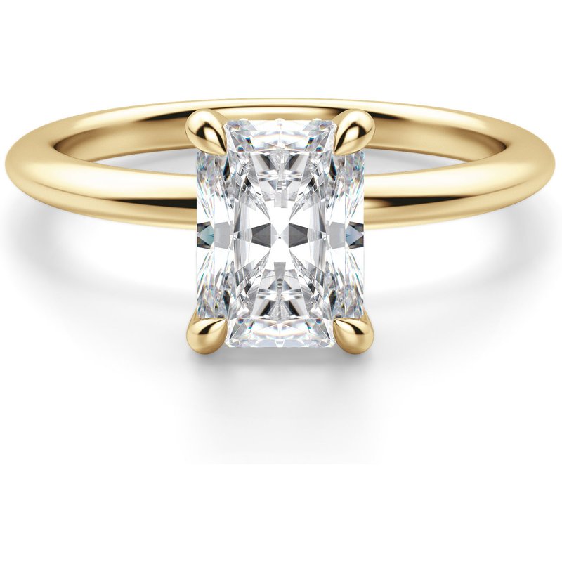 Anillo de Compromiso Clásico Corte Radiante 3.00 ct Hidden Halo Diamante de Laboratorio Oro Amarillo 585 (14K)