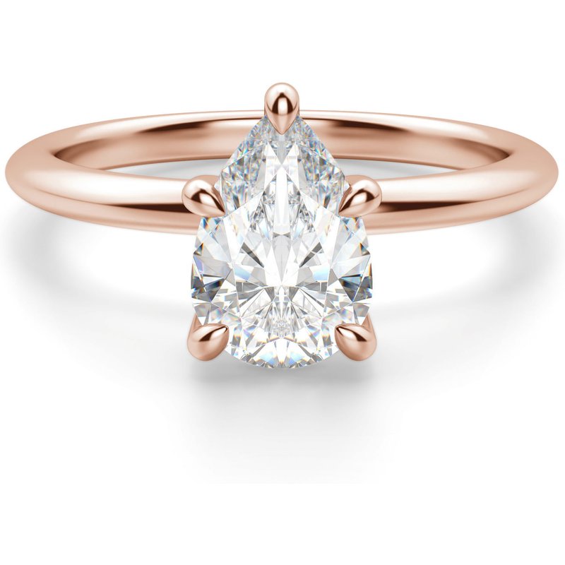 Anillo de Compromiso Clásico Corte Pera 3.00 ct Hidden Halo Diamante de Laboratorio Oro Rosa 585 (14K)