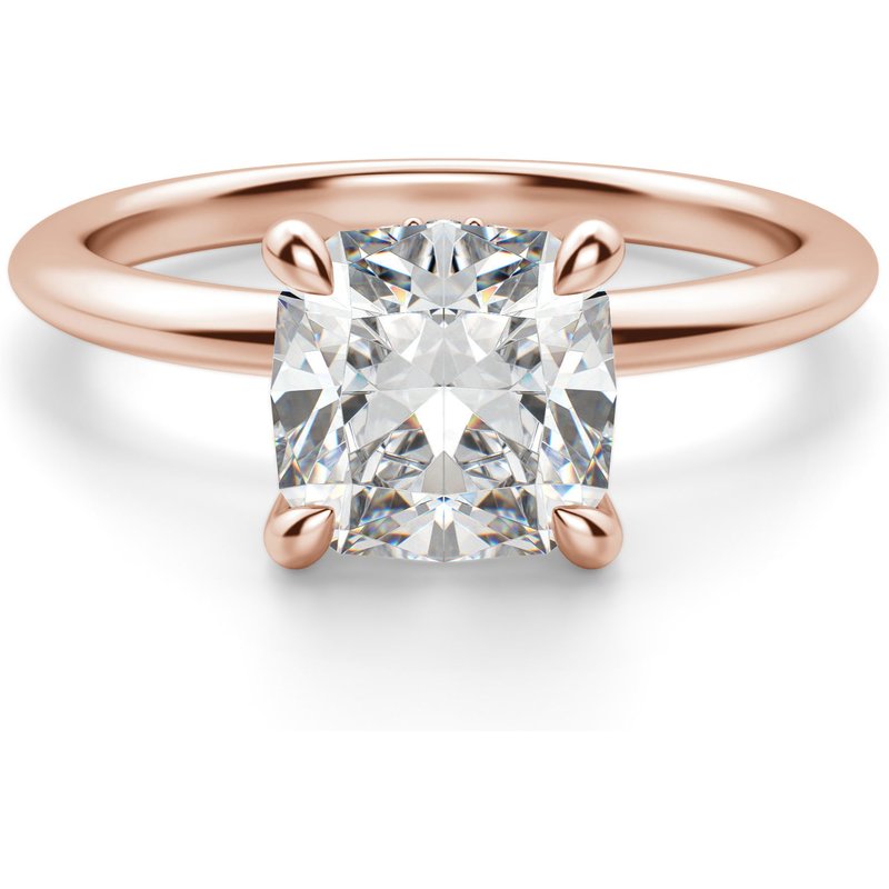 Anillo de Compromiso Clásico Corte Cojín 0.75 ct Hidden Halo Diamante de Laboratorio Oro Rosa 585 (14K)