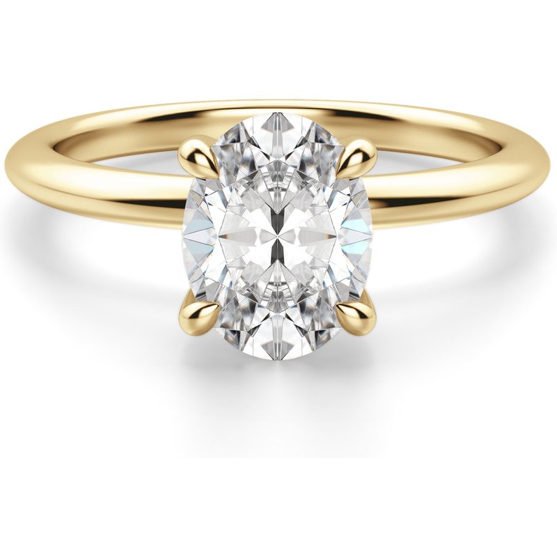 Anillo de Compromiso Clásico Corte Ovalado 1.00 ct Hidden Halo Diamante de Laboratorio Oro Amarillo 585 (14K)