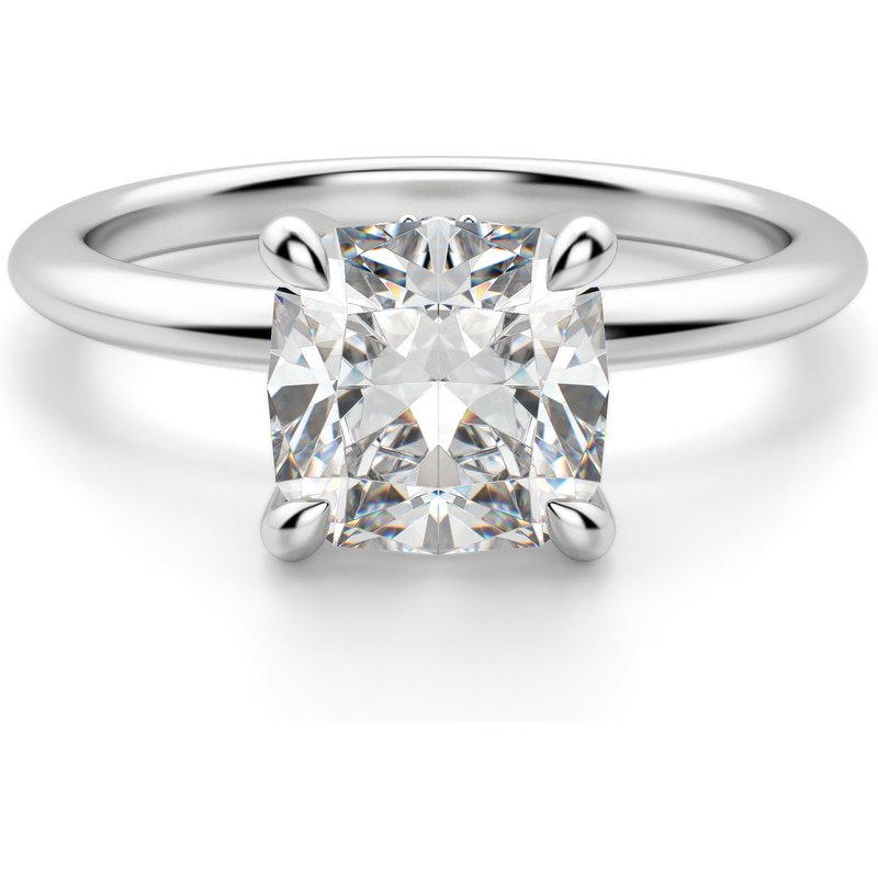 Anillo de Compromiso Clásico Corte Cojín 0.75 ct Hidden Halo Diamante de Laboratorio Oro Blanco 585 (14K)