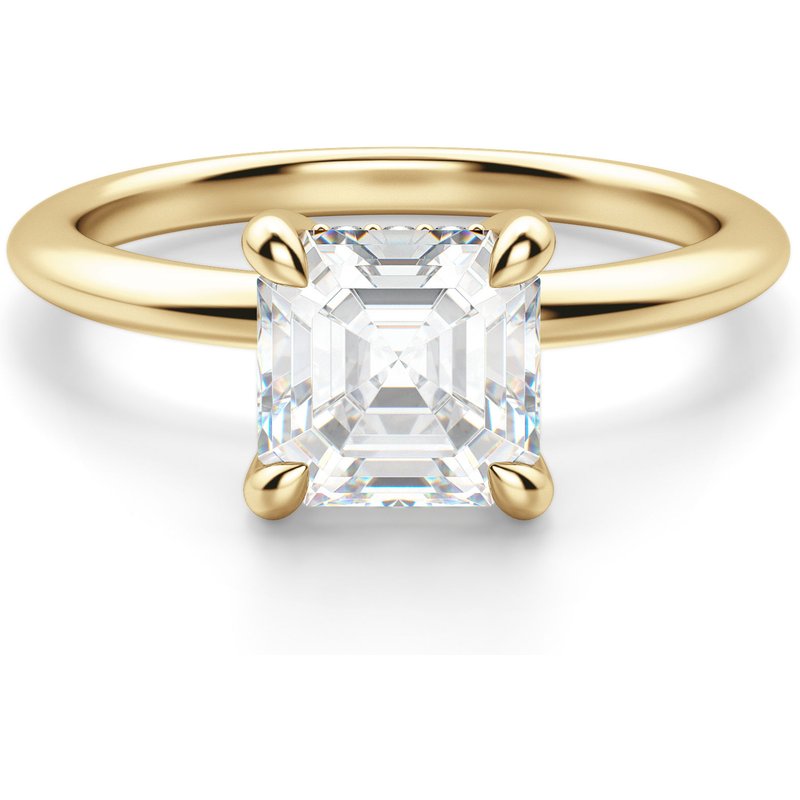 Anillo de Compromiso Clásico Corte Asscher 0.75 ct Hidden Halo Diamante de Laboratorio Oro Amarillo 585 (14K)