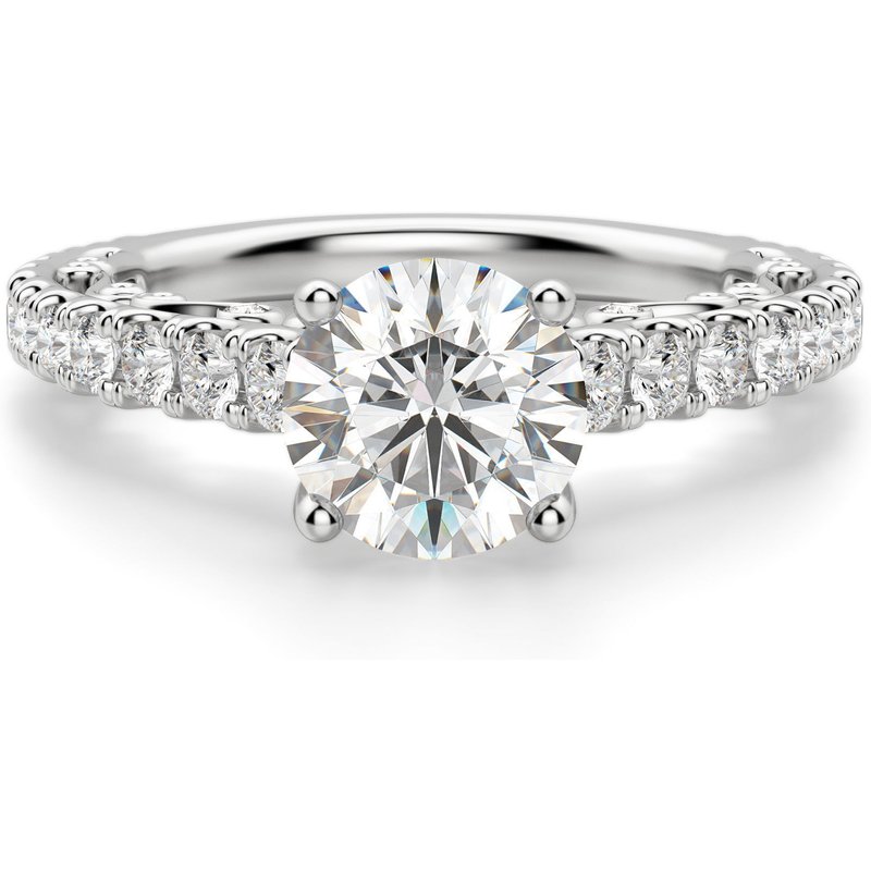 Anillo de Compromiso Corte Redondo 1.00 ct Fleur Diamante de Laboratorio Oro Blanco 585 (14K)