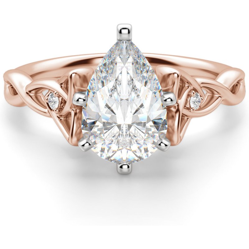 Anillo de Compromiso Corte Pera 1.50 ct Celtic Knot Diamante de Laboratorio Oro Rosa 585 (14K)
