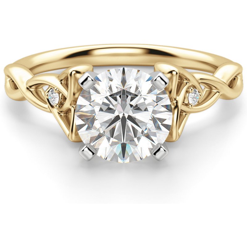 Anillo de Compromiso Corte Redondo 1.25 ct Celtic Knot Diamante de Laboratorio Oro Amarillo 585 (14K)