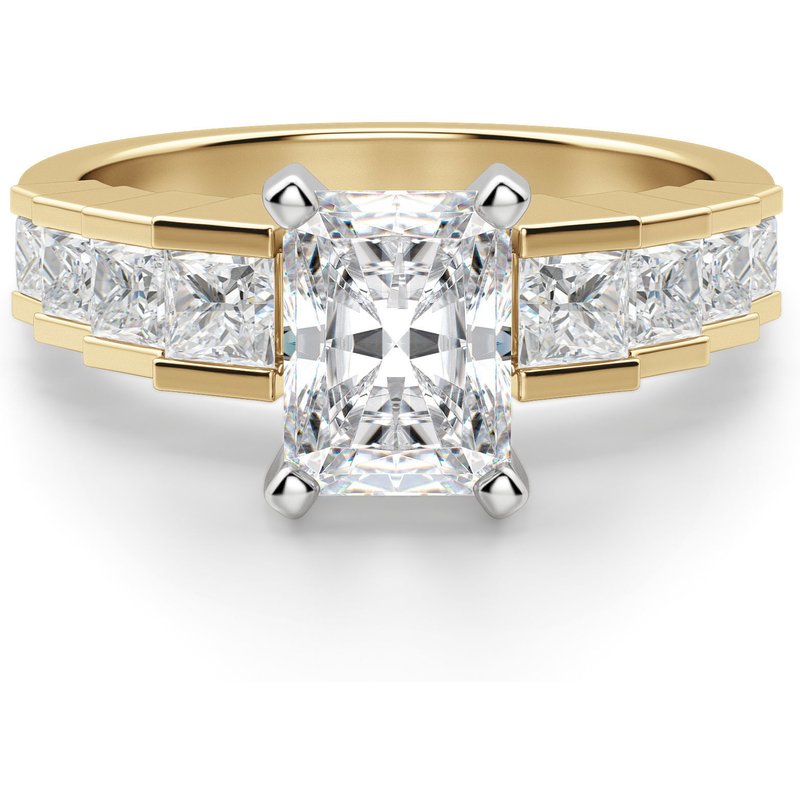 Anillo de Compromiso Corte Radiante 1.25 ct Cinderella Staircase Diamante de Laboratorio Oro Amarillo 585 (14K)
