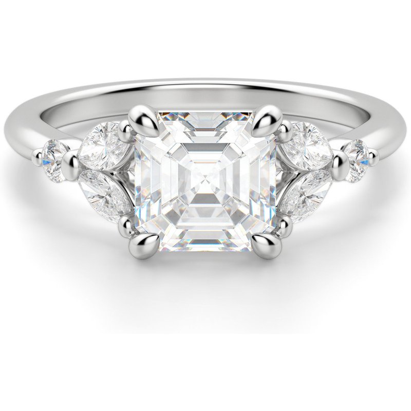 Anillo de Compromiso Corte Asscher 0.50 ct Haven Diamante de Laboratorio Oro Blanco 585 (14K)