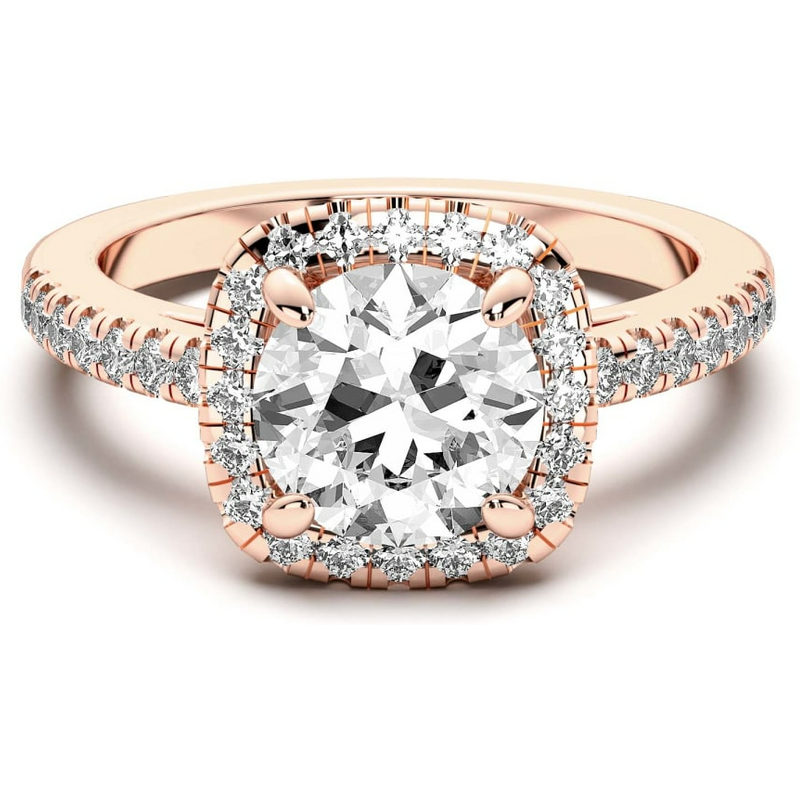 Anillo de Compromiso Corte Redondo 0.75 ct Naples Diamante de Laboratorio Oro Rosa 585 (14K)